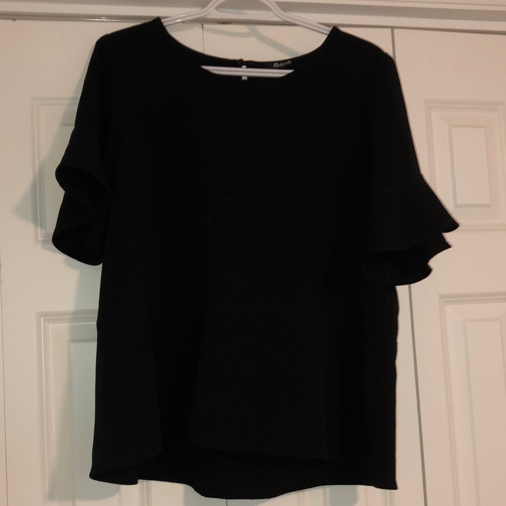 Madewell black flutter sleeve top
